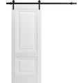 Sartodoors Slab Barn Door Panel 24 x 96in, Nordic White W/ Frosted Glass, Pocket Closet Sliding SETE6933S-NOR-2496